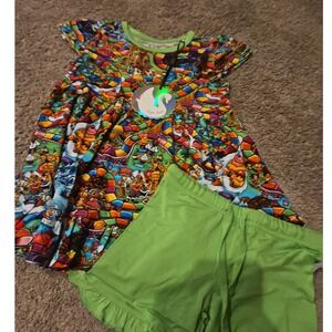 Sugar Swan Girls Candy Land Board Game Dress and Ruffle Shorts Set NWT